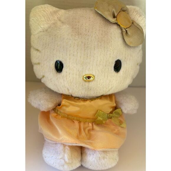 Hello Kitty Sanrio 2010 Orange Dress Shiny Plush - Picture 1 of 5